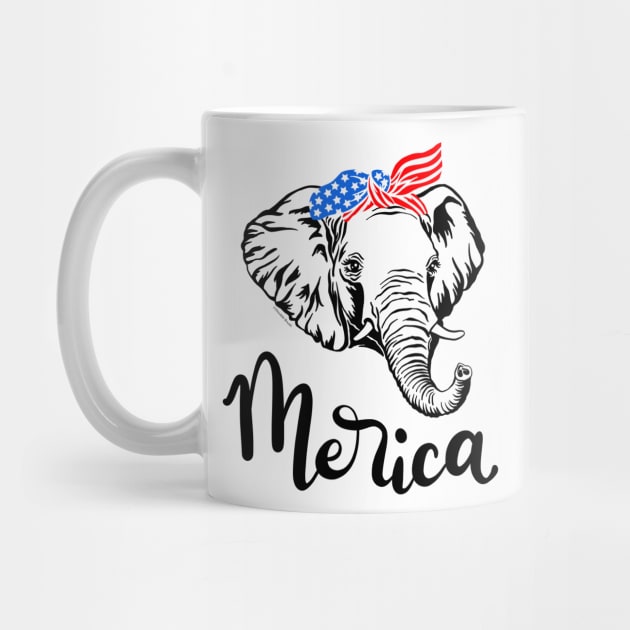 Merica American Republican Patriotic Elephant USA Flag Bandana by DoubleBrush